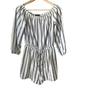 Soprano Quarter Length Sleeve Stripes Romper